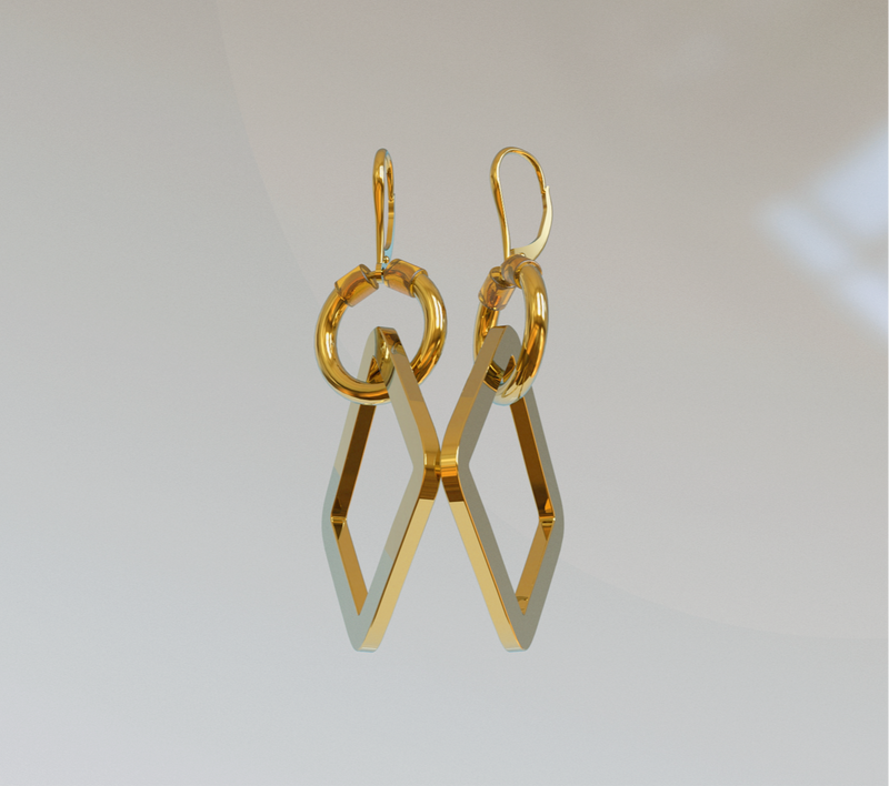 UCHI GOLD GEOMETRIC DEMURE EARRINGS