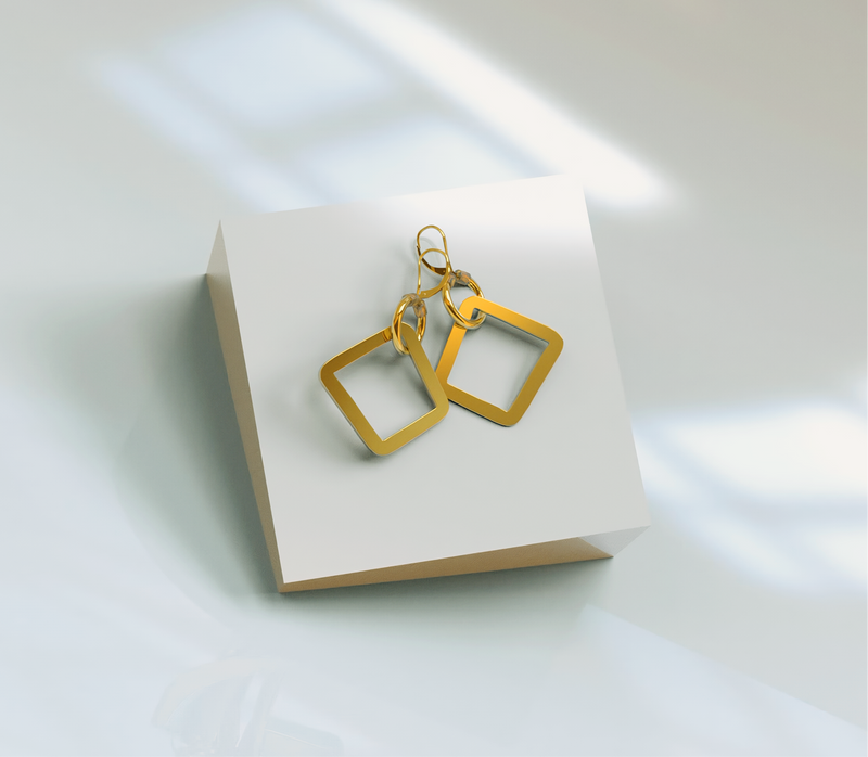 UCHI GOLD GEOMETRIC DEMURE EARRINGS