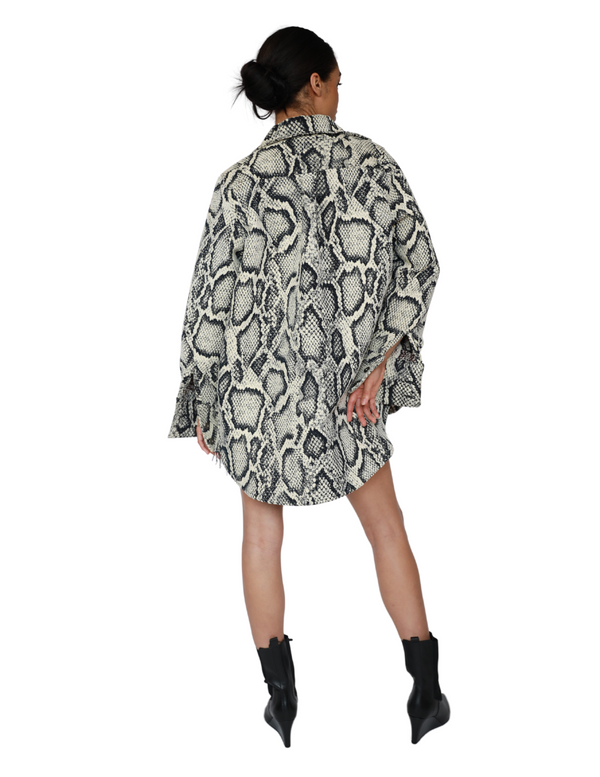 CHANA SNAKE SKIN BUTTON UP OVER COAT TOP