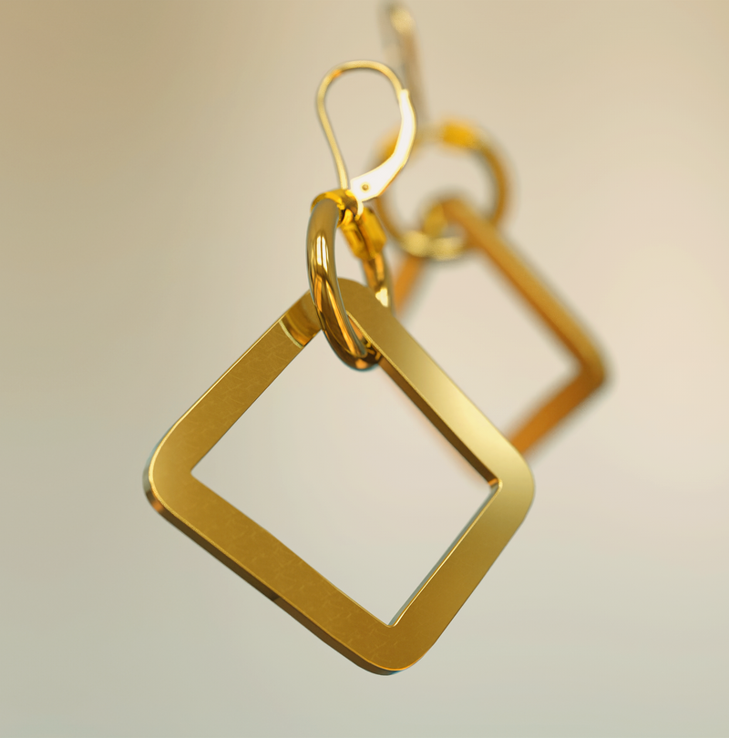 UCHI GOLD GEOMETRIC DEMURE EARRINGS