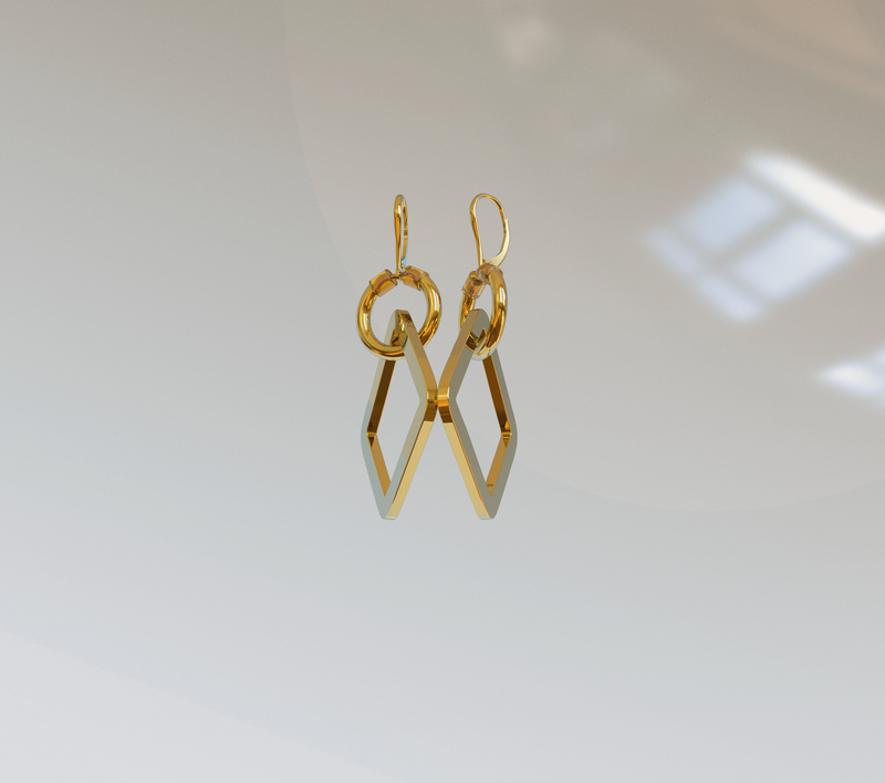 UCHI GOLD GEOMETRIC DEMURE EARRINGS